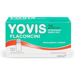 YOVIS Flaconcini, Probiotici per il Benessere Intestinale, 25 Miliardi di Fermenti Lattici Vivi, Senza Glutine e Lattosio, 10 Flaconcini da 10ml