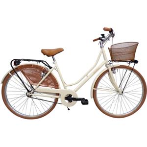 Cicli Tessari - bicicletta donna da città bici da passeggio olandese 26 city bike vintage con cesto in acciaio (beige)