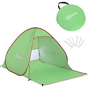 Outsunny Tenda da Spiaggia Pop Up con Protezione UV 30+, Tendalino da Mare Pieghevole con Finestra e Borsa di Trasporto, 200x150x119 cm, Verde