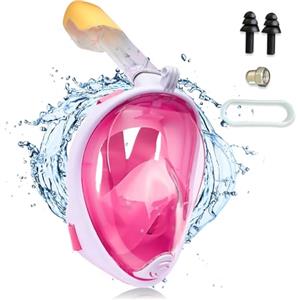 Riisoyu Maschera Snorkeling Bambini, Maschera Subacquea con Visuale Panoramica 180° Design Anti-Appannamento Anti-Infiltrazioni con Supporto di Action Cam per Il Nuoto e Le Immersioni
