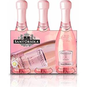 Sant'Orsola - Mini Bottiglie Prosecco D.O.C. Rosè Millesimato Extra Dry, 11%, da Uve Glera e Pinot Nero, Gusto Delicato con Note Fruttate e Floreali, 3x200 ml (Confezione da 6)