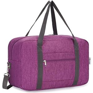 Narwey Bagaglio a Mano 40x20x25 Ryanair, Sottosella Pieghevole Borsone da Viaggio,Valigia Bagaglioa Mano per Uomo Donna, Borsa da Viaggio Zaino Ryanair Cabina Borsa 20L (Viola Profondo(Con Tracolla))