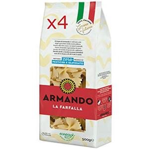 ARMANDO X4 PASTA ARMANDO LA FARFALLA DI SEMOLA DI GRANO DURO ITALIANO - TRAFILATA AL BRONZO - ZERO RESIDUI DI PESTICIDI E GLIFOSATO (4 X 500gr)