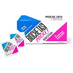 BIOCHETASI Pocket Digestivo, per Aiutare la Digestione anche Fuori Casa, Senza Zucchero, 18 Compresse Masticabili Gusto Arancia,