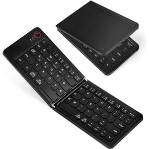 Aolso Tastiera Bluetooth Pieghevole, Tastiera Wireless Leggera, Triplo Pairing, Tastieras Portatile Ricaricabile per Smartphone/Tablet/PC/iPad/iPhone, Sistema Windows, iOS, Android-Nero