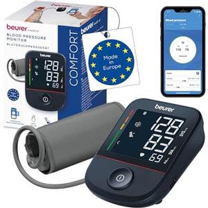 Beurer BM 48 Misuratore di pressione da braccio, funzionamento semplice con un pulsante, misurazione delicata e veloce, rilevamento aritmia, polsino 22-42 cm, con app, trasferimento dati Apple Health