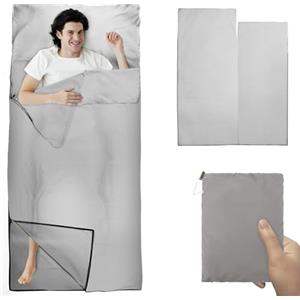 YARVPUV Sacco Lenzuolo da Viaggio,Sacco a Pelo Estivo, Ultraleggero, Dimensioni Ridotte, 220 x 90 cm, Colore: Grigio