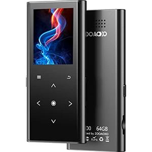 ZOOAOXO 64GB Lettore MP3, Lettore Musicale con Bluetooth 5.2, Altoparlante HD Integrato, FM Radio, Registratore Vocale, Mini Design, Peso 70G, Suono HiFi, Ideale per Lo Sport, Auricolari Inclusi