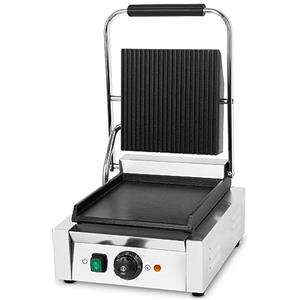 VERTES Griglia Elettrica in Ghisa piatta/scanalata, 1800W Piastra elettrica per cucinare Panini, Carne, Verdure, Bistecchiera elettrica con Corpo in Acciacio Inox, Regolabile da 0-300°C, Antiaderente