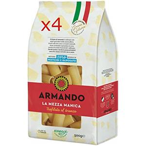 ARMANDO X4 PASTA ARMANDO LA MEZZA MANICA DI SEMOLA DI GRANO DURO ITALIANO - TRAFILATA AL BRONZO - ZERO RESIDUI DI PESTICIDI E GLIFOSATO (4 X 500gr)