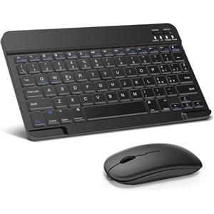 SOPPY Tastiera e Mouse Bluetooth Portatili, Mini Tastiera Ricaricabile, Tastiera Wireless per iPad/Samsung Tab/Lenovo Tab/iOS/Android/Windows, Layout Italiano (Nero)