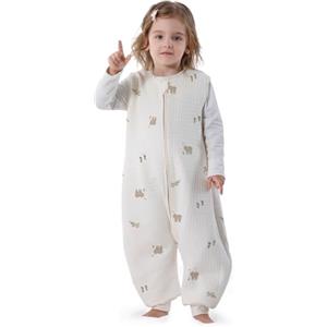 Miracle Baby Sacco nanna per bambini con piedini 1.5TOG Sacco nanna per bambini senza maniche in cotone 100% Sacco nanna per bambini con gambe pigiama per bambini ragazze e ragazzi (orso, S)