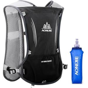 LOVARTS BEAUTY Zaino Idratazione 5L Zaino da Ciclismo con Vescica Zainetto Running Leggero Donna Uomo Zaino con Sacca Idrica per Corsa Ciclismo Maratona Trekking Trail, Zaino (Nero con borraccia da 500 ml)