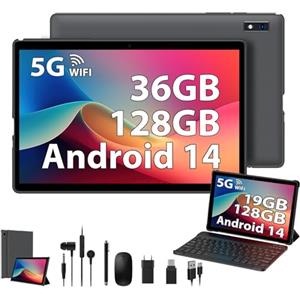 MAXLEGEN Tablet 10,1 Pollici, Android 14, 36GB RAM+128GB ROM/2TB TF, Octa Core 2.0Ghz, 5G WiFi, 8000mAh, BT5.0, 8+5MP, GPS, Tablet con Tastiera e Mouse/Penna/Auricolare
