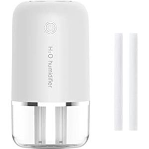Feloyal Umidificatore Mini Umidificatore Portatile con Alimentazione USB, Luce Notte, Ultra Silenzioso 400 ml, Umidificazione a Spruzzo, Doppio Umidificatore per Casa, Ufficio, Camera da Letto