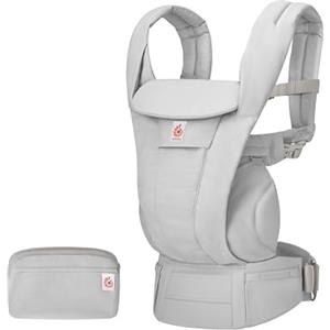 Ergobaby Omni Deluxe All-in-One Marsupio per neonati fino a 20 kg, ergonomico 4 posizioni in cotone, sistema da viaggio, grigio perla