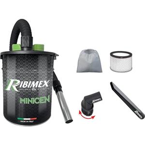 Ribimex Aspiracenere Elettrico Minicen Speciale Pellet, con Filtro HEPA Lavabile, Bidone da 10 L, Potenza 800 W, Ideale per Aspirare Ceneri Fredde da Stufe a Pellet, Accessori Inclusi - PRCEN011/KIT