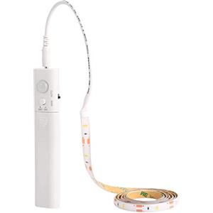 KUCAM Luce Armadio LED con Sensore, KUCAM 1M 30LED Striscia LED a Batteria, Luci Notturna per Camera da Letto, 3000K Bianco Caldo per Guardaroba, Bagno, Sotto armadio, Cucina, Scale