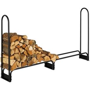 Relaxdays Scaffale Portalegna, per Ceppi da 25 cm, Porta Legna da Ardere Interni ed Esterni, 111x201x29 cm, Ferro Nero