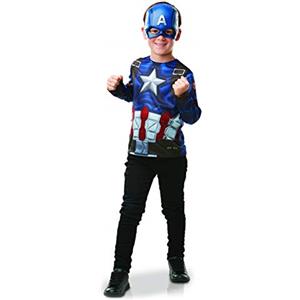 Rubie's Rubies Costume Top e maschera Caprain America per bambino e bambina, Top e maschera, Ufficiale Marvel per Carnevale, Natale, Halloween, Cosplay