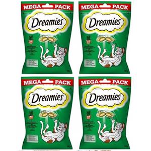 DREAMIES Snack per gatti all'erba gatta Mega Pack 4x180g - Croccantini con ripieno cremoso e arricchiti di vitamine