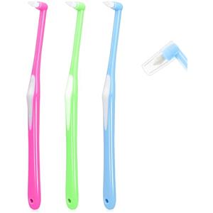 Sularpek 3 Pezzi Scovolini Dentali, Scovolino per Pulizia Denti con Coperchio,Spazzolino Tuft Spazzolino Conico Spazzolino di Saggezza, per La Rimozione Del Tartaro Dai Denti(Verde, Blu, Rosa)