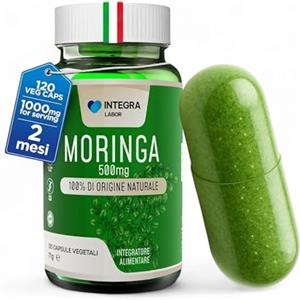 INTEGRA LABOR MORINGA OLEIFERA 500mg (120 CAPSULE) | Moringa Capsule - Integratore 100% Naturale - Fonte di Proteine - Vitamine & Minerali | Sistema Immunitario | Made in Italy - Fornitura per 2 Mesi