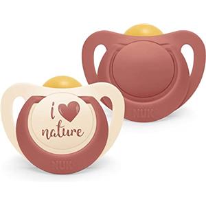 Nuk Ciuccio per Bambini, 18-36 Mesi, Succhietti di Gomma Sostenibili, Oltre Il 98% di Materie Prime Naturali, Rosso Terracotta, 2 Pezzi