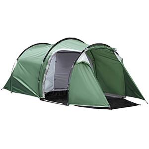 Outsunny Tenda da Campeggio 2-4 Posti con Telo Impermeabile, Finestre, Tasche Portaoggetti e Porte con Cerniera, 426x206x15 cm, Verde Scuro
