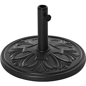 Outsunny Base per Ombrellone Rotonda in HDPE con Disegno Floreale, Basamento da 13kg con Supporto per Pali da 35-38-48mm, Nero