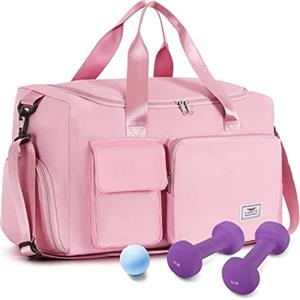 FIORETTO Borsone Palestra Borsone da Palestra Sportivo da Donna e Uomo con Scomparto per Scarpe, Borsone da Viaggio per il Fine Settimana, Borsone da Notte per Donna Rosa