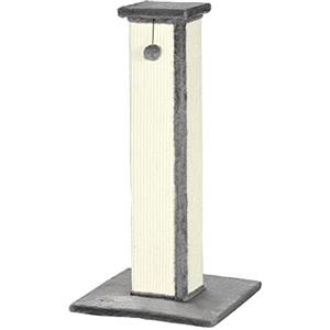 PawHut Tiragraffi per Gatti con Pallina Appesa e Graffiatoio in Sisal, Albero Tiragraffi per Gattini con Rivestimento in Peluche, 41x41x81 cm, Grigio