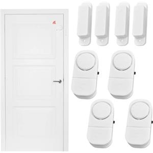 WIYETY Allarme per finestra, autoadesivo, 4 pezzi: sistema di allarme wireless Home Security con allarme 90 DB, mini protezione antifurto con sensore magnetico wireless per casa, ufficio, camper
