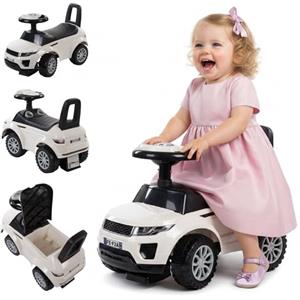 sun baby Macchinina bambino 1 anno, macchinina cavalcabile bambino, auto per bambini, aiuto per imparare a camminare con suoni, Volante con clacson (Bianco)