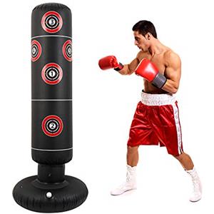 QINGLANG Sacco da boxe gonfiabile 160 cm, autoportante, per boxe, calcio, MMA, karate, allenamento riflesso, fitness, kickboxing, brand per adulti, ragazzi, product_type