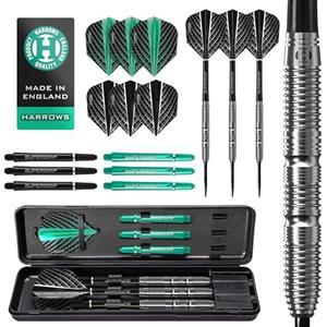 Harrows NX Elite 90% Tungsten Steel Tip Darts Set | 21 g a 26 g Tutti i Pesi Disponibili | Enorme Set da 17 Pezzi con aste Supergrip, Alette Quantum e Custodia da Viaggio (24g)