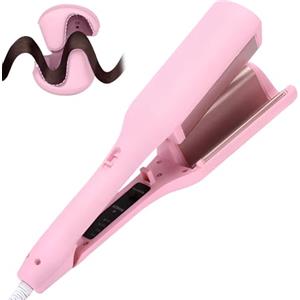 Vmxlso Ferro arricciacapelli Beach Waves da 32 mm, in ferro ondulato per capelli, con 4 temperature regolabili, ferro ondulato, grandi onde, riscaldamento rapido per capelli lunghi e corti, rosa