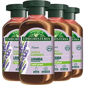 Antica Erboristeria Laboratorio Natura 4x Antica Erboristeria Shampoo Illuminante alla Lavanda ed Erbe di Provenza per Capelli Normali Formula Vegan Senza Siliconi e Coloranti - 4 Flaconi da 250ml