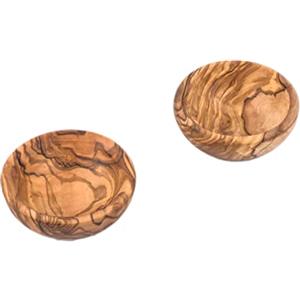 MOHA 24 Set di ciotole dip di alta qualità in esclusivo legno d'ulivo, set di ciotole per tapas, piccole ciotole per salse di olive e barbecue, ciotola per diametro 8 cm, set da 2 pezzi