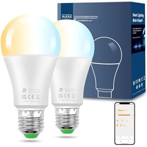DUSKTEC Lampadine LED Alexa E27 12W (Equivalenti a 120W), Lampadina E27 A60 Smart Bluetooth, Dimmerabile 2700K-6000K Luce Bianco Caldo Fredda 1300 Lumen, App Controllato, 2 Pezzis
