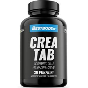 BestBody.it Bestboy - Crea TAB 1000 mg - Creatina Monoidrato in Compresse da 1000 mg, Incrementa le Prestazioni Fisiche, Supporta Forza, Resistenza e Recupero Muscolare, per Sportivi e Palestrati, 90 Compresse