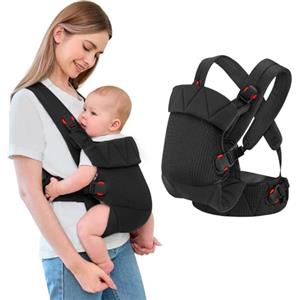 IULONEE Ergonomico Marsupio per Neonati Regolabile Porta Bebè Portabebè per Neonato Baby Carrier Wrap Confortevole Bambini marsupio per Toddler Bebè Neonato Nero