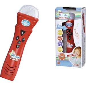 Simba 106832489 My Music World Microfono divertente Karaoke con effetti di distorsione della voce 6 brani dimostrativi 3 luci e suoni 22 cm Adatto a bambini dai 4 anni in su (giocattolo)