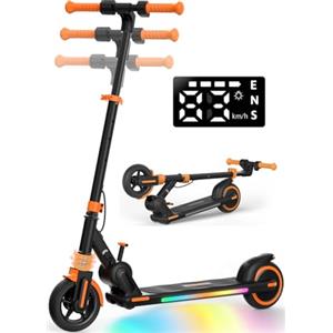 iScooter S6Pro Monopattino Elettrico Bambino da 6 a 12 anni, velocità massima 16 km/h, autonomia 15 km, sospensione anteriore, pieghevole, 4 altezze regolabili, modalità freno doppio, regali per