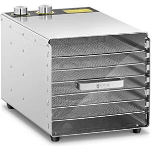 Royal Catering Essiccatore per Alimenti Professionale Disidratatore Frutta e Verdure RCDA-500/23S (500 W, 6 ripiani, 230 V, Acciaio Inox)