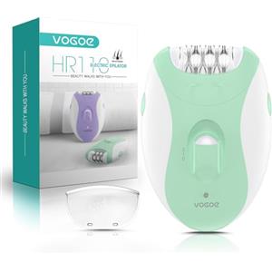 VOGOE Epilatore Elettrico Donna, 21 Pinzette & Luce LED per il corpo, HR110 | 2 Velocità Epilazione Senza Fili Ricaricabile, per Braccia Gambe Viso Bikini,Dispositivo di Epilazione Portatile,Verde chiaro