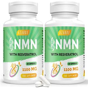 azaroe Ultra Purezza NAD + Trans-resveratrolo 1100 mg, con Pepe Nero 50 mg per un Assorbimento Ottimale, Formula Avanzata 3 in 1 per Aumentare i Livelli di NAD+ (60 Unità (Confezione da 2))