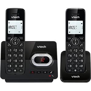 VTech CS2051 Duo Telefono Cordless, 2 Portatili + Segreteria, Modalità ECO+ DECT Telefono fisso Blocco Delle Chiamate Vivavoce Alta Qualità Tasti grandi, Nero
