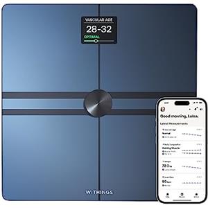 Withings Body Comp - Bilancia pesapersone digitale WiFi con analisi completa: peso, grasso corporeo e muscolare, acqua e tracciamento cardiovascolare, impedenziometrica, nero