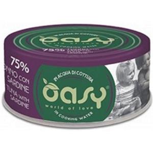 Oasy More Love Tonno con Sardine - Lattina Umida Naturale per Gatti - 70g Prezzo x 6 unità